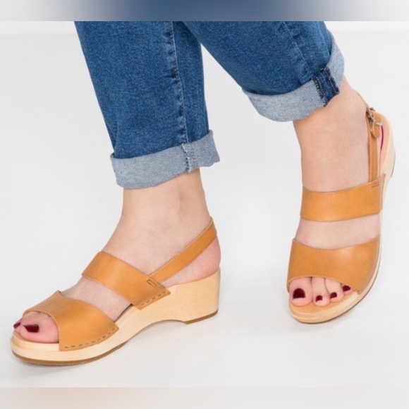 SWEDISH HASBEENS Helena Black Leather Strap Sandals Women’s EU 39 US 9 - Picture 2 of 11